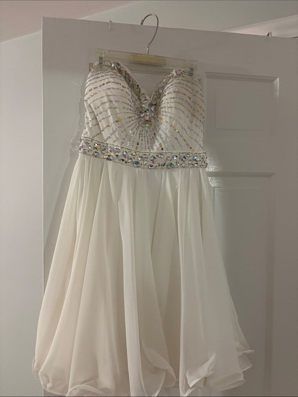 Xscape Ivory Strapless Beaded Cocktail Dress size 8